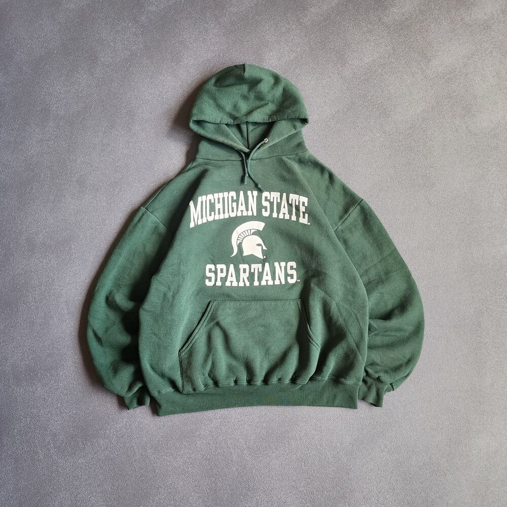 Vintage Michigan State Spartans Green Jerzees Hoodie Large